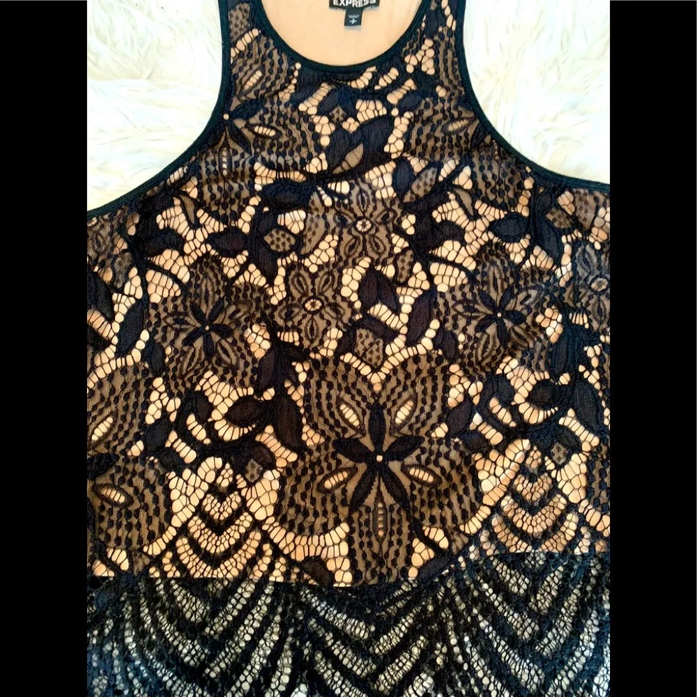 EXPRESS sz S black lace and nude sleeveless top - Picture 4 of 4